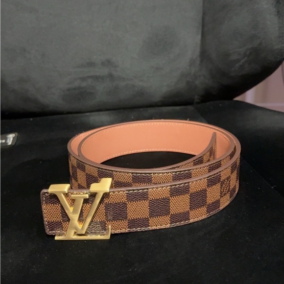 Louis Vuitton Damier Ebene Belt with Gold Buckle - Picture 1 of 3